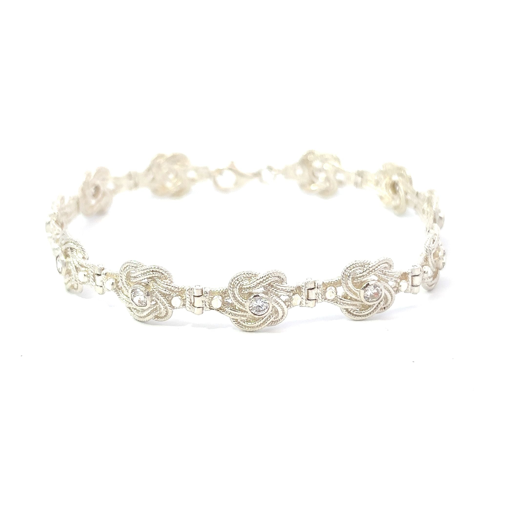 ''Riven'' Zilveren mattenklopper armband met zirkonia