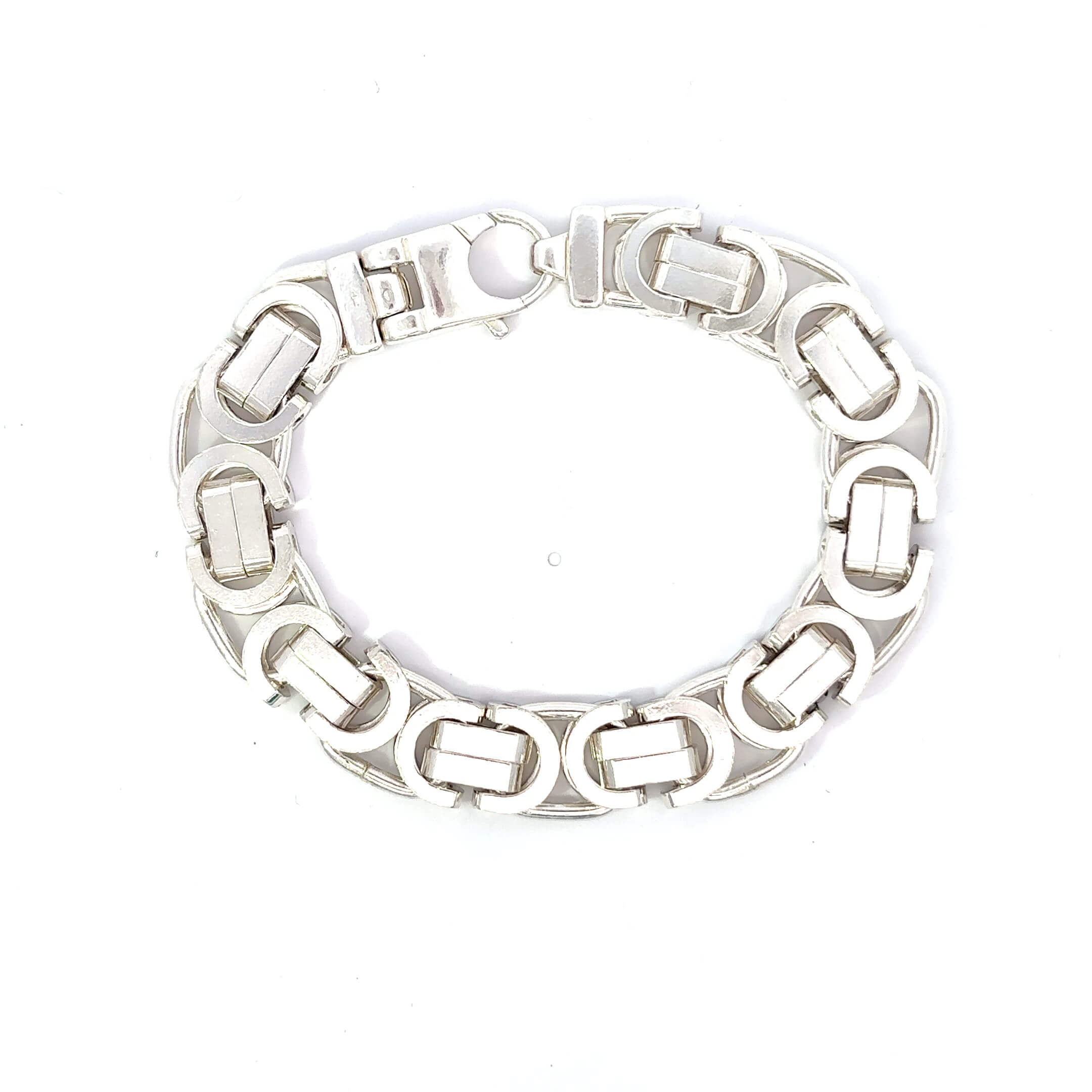 ''Dion'' Zilveren platte koningsarmband (14mm)