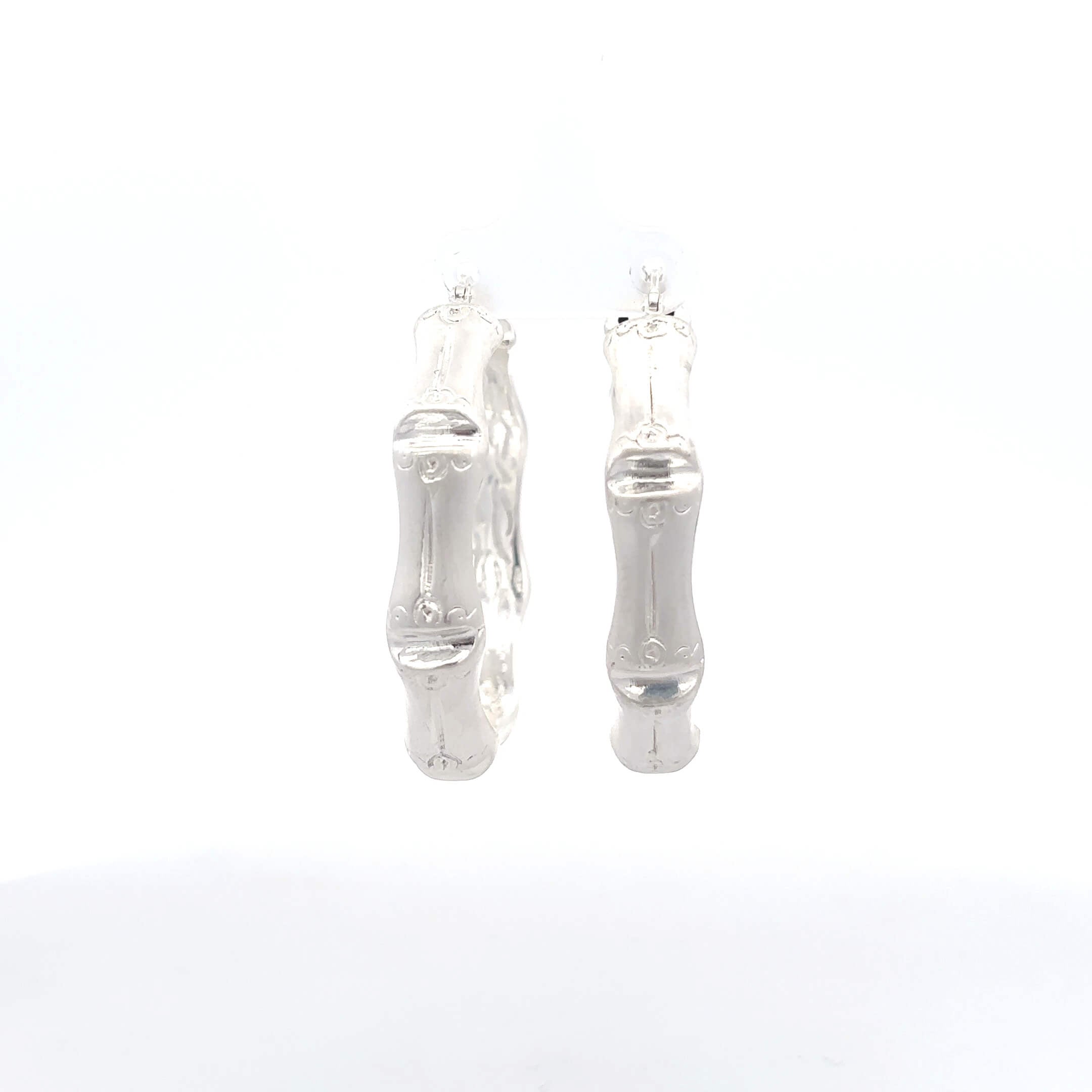 ''Nilah'' Zilveren bamboe oorbellen (42mm)