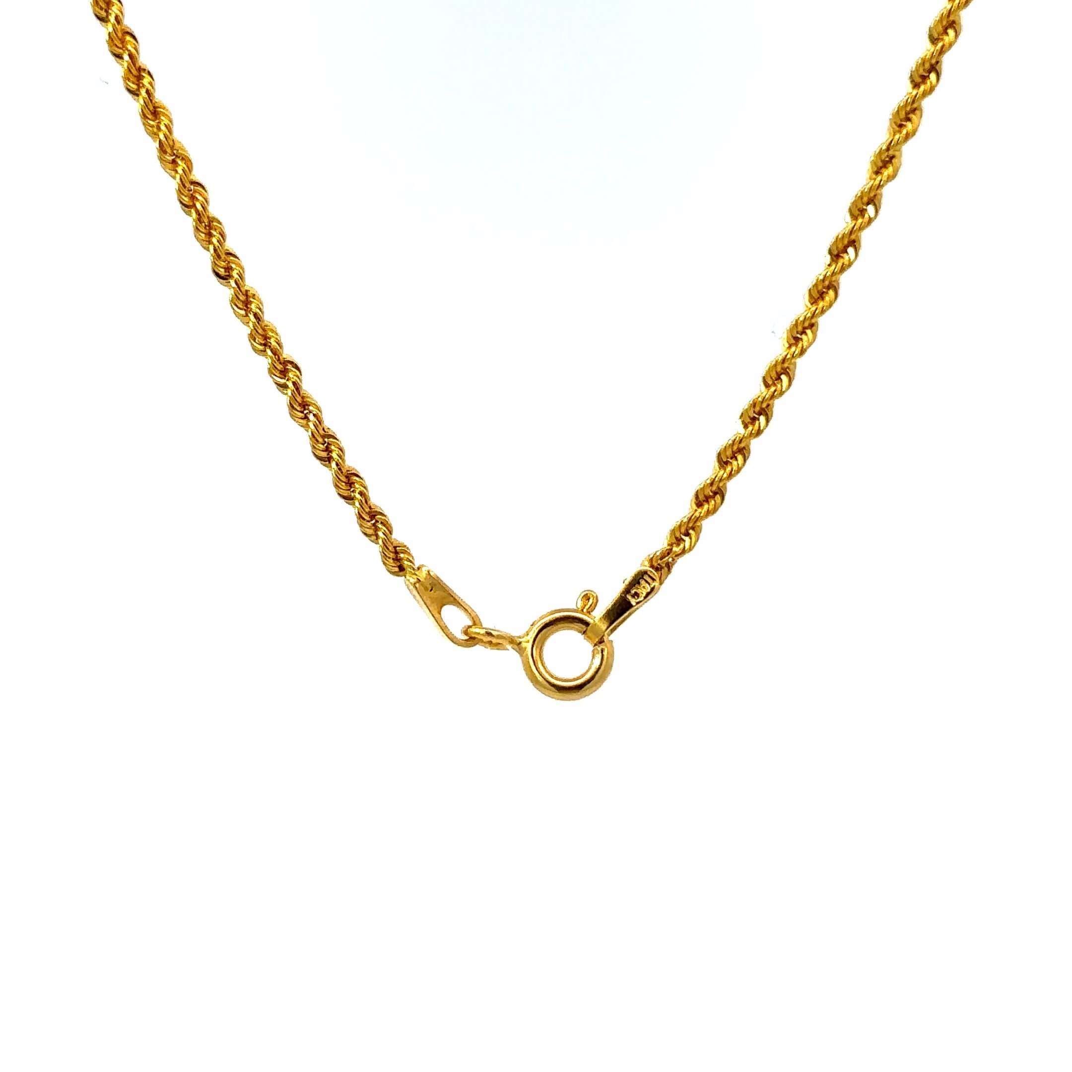 ''Missandei'' Gouden 14k rope chain met Om hart
