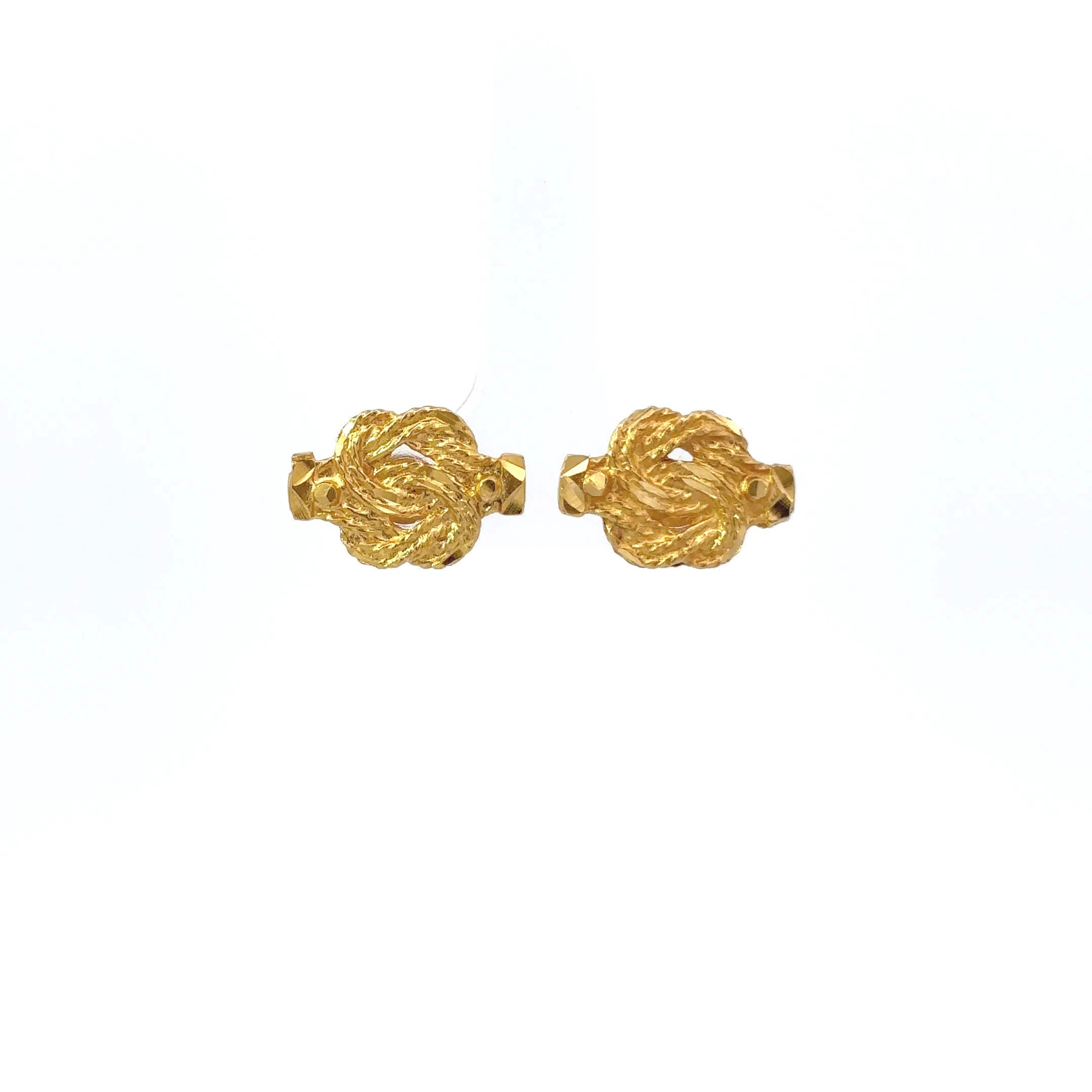 Gouden 14k mattenklopper oorknoppen (hoekig)