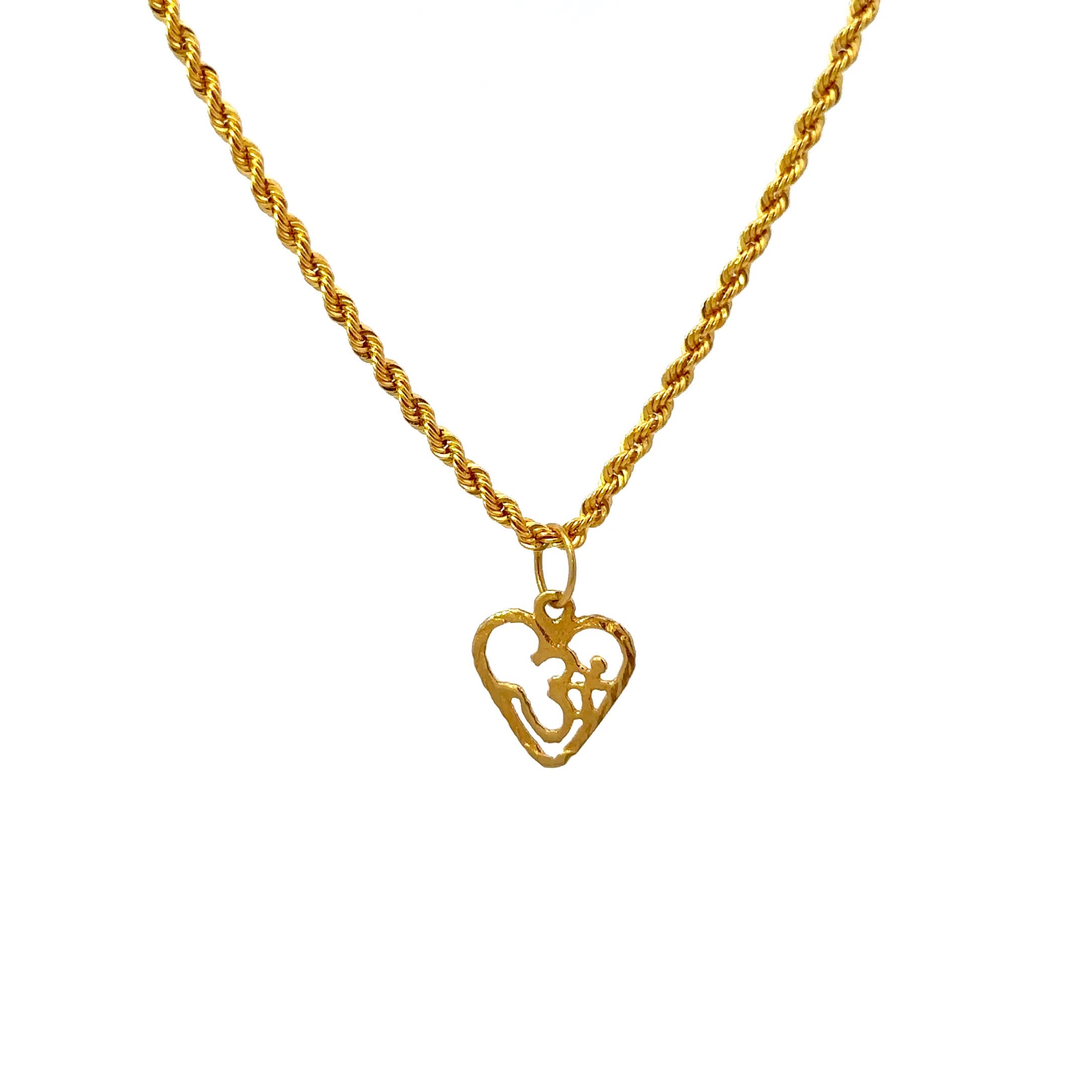 ''Missandei'' Gouden 14k rope chain met Om hart