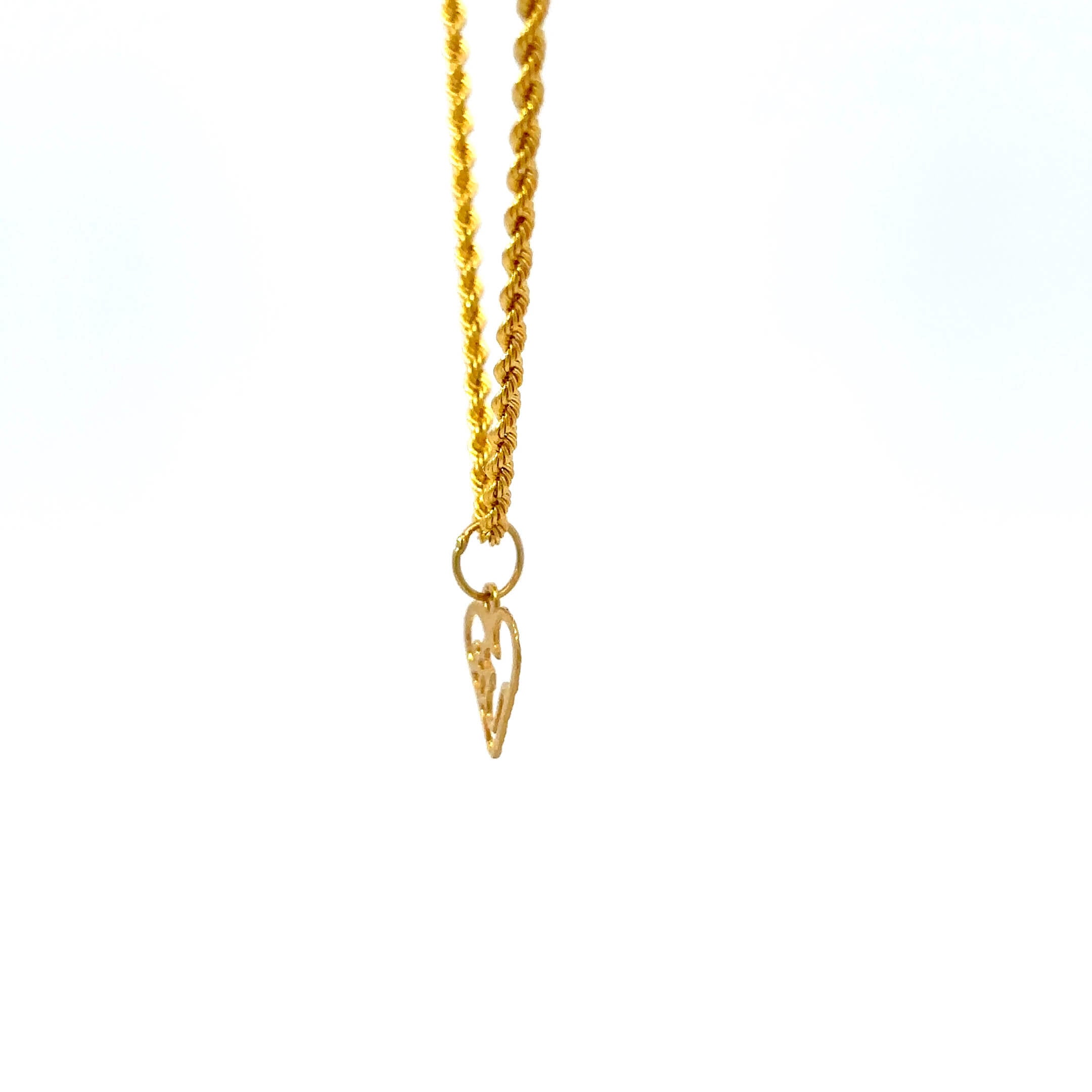 ''Missandei'' Gouden 14k rope chain met Om hart