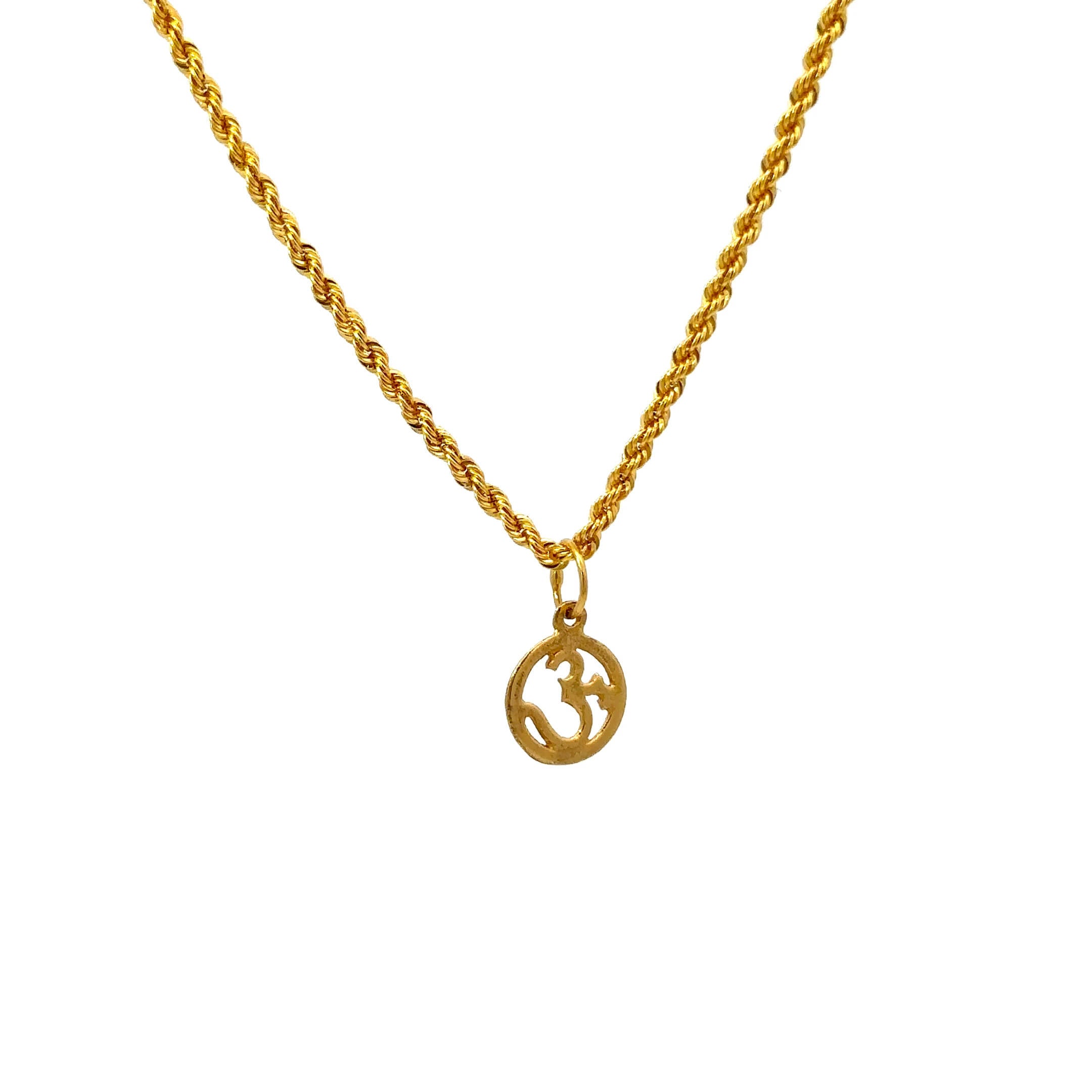 ''Sage'' Gouden 14k rope chain (kinder)ketting met Om teken