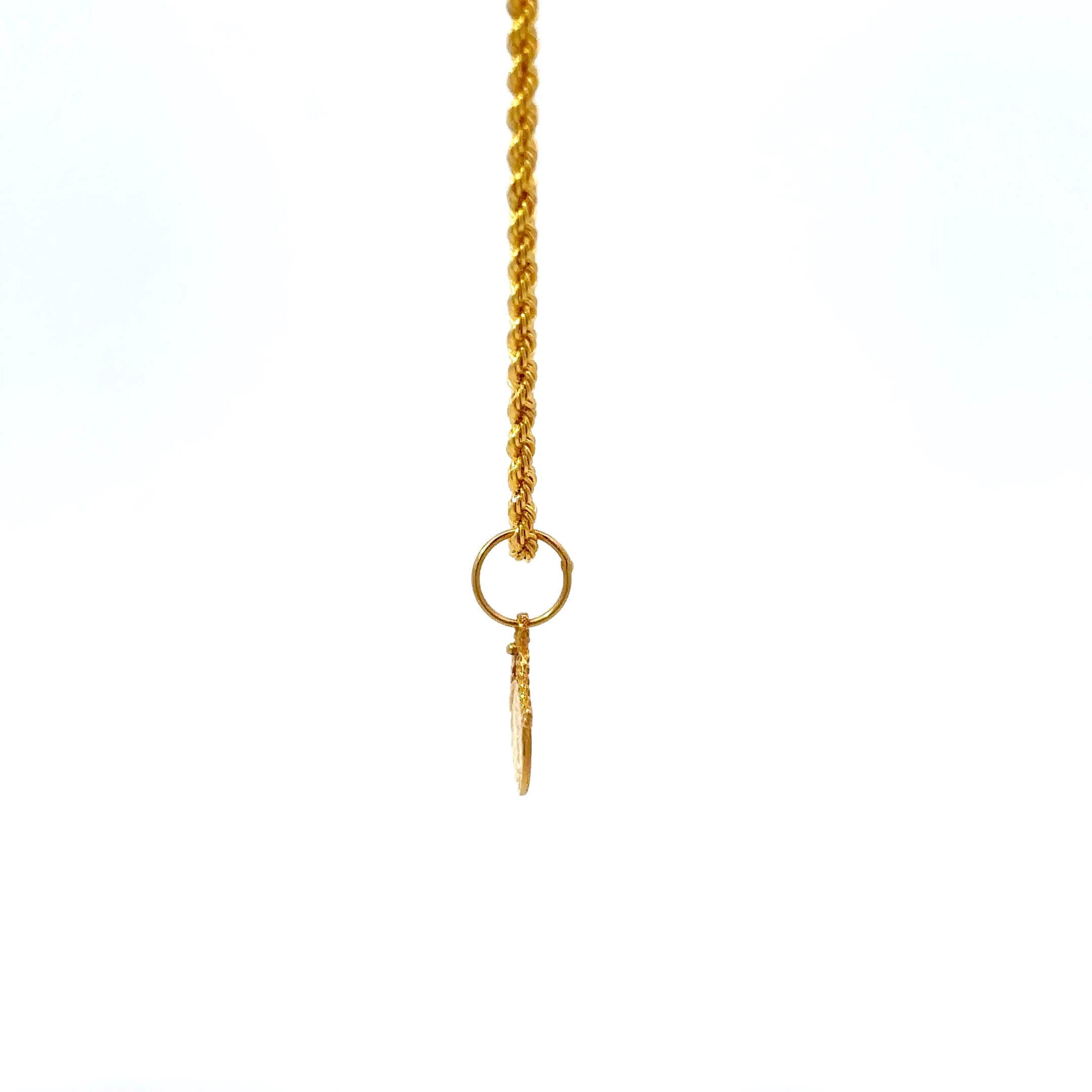 ''Lyric'' Gouden 14k rope chain (kinder)ketting met gouden munt
