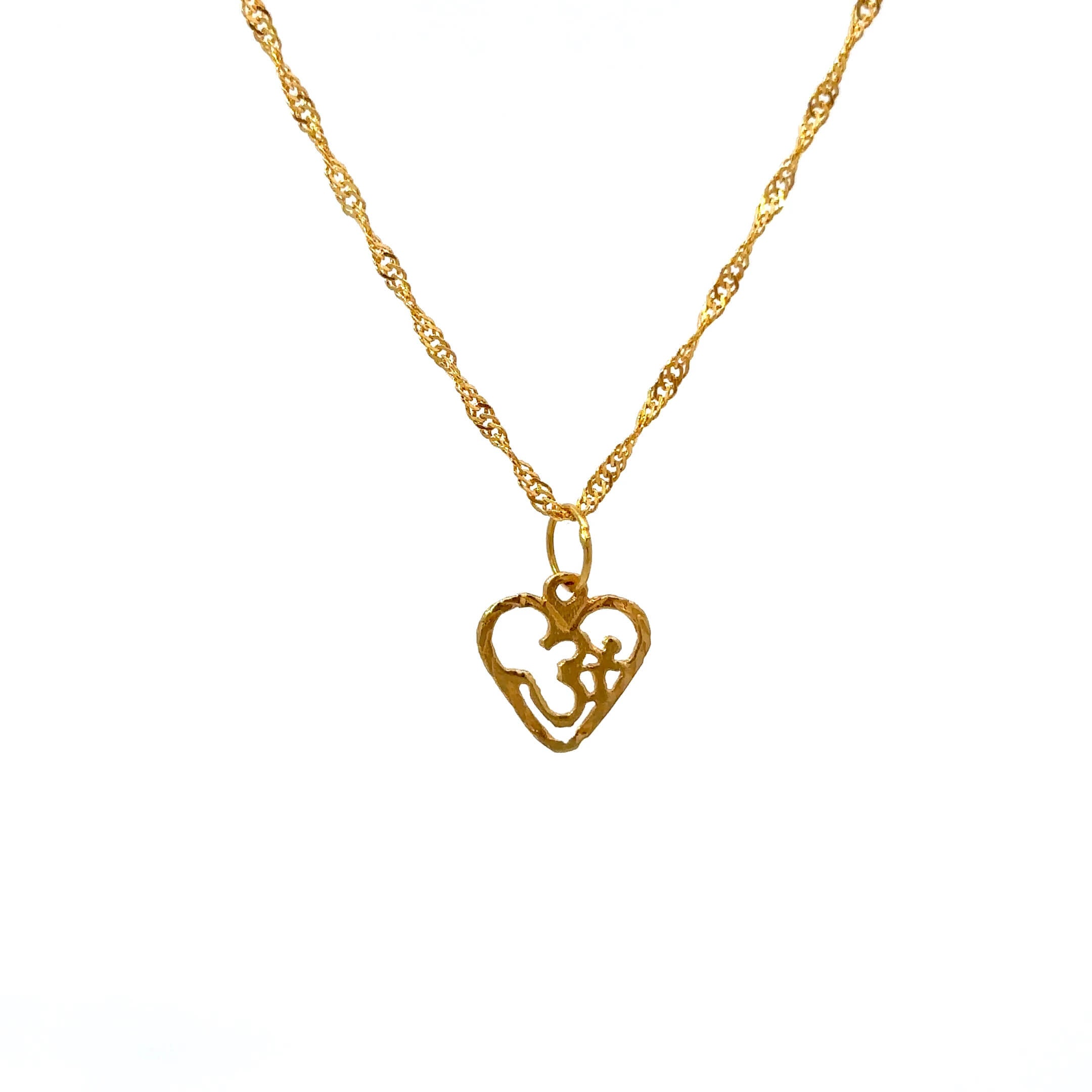 ''Zariel'' Gouden 14k gedraaide (kinder)ketting met Om hart
