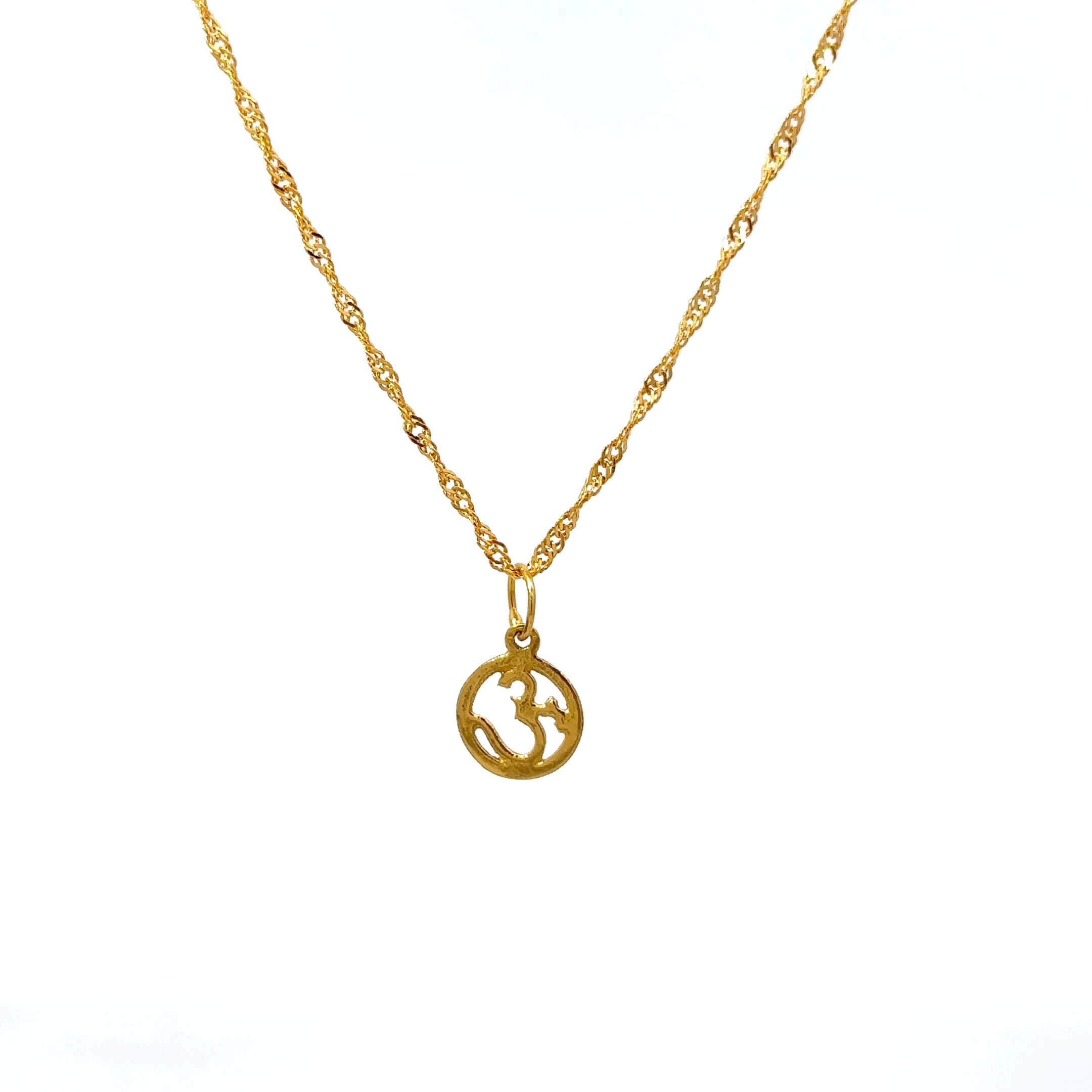 ''Ren'' Gouden 14k gedraaide (kinder)ketting met Om teken