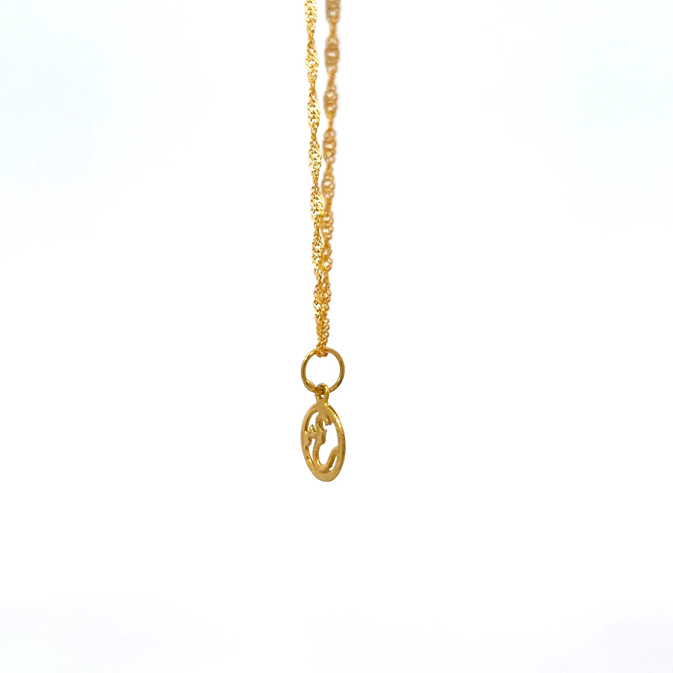 ''Ren'' Gouden 14k gedraaide (kinder)ketting met Om teken