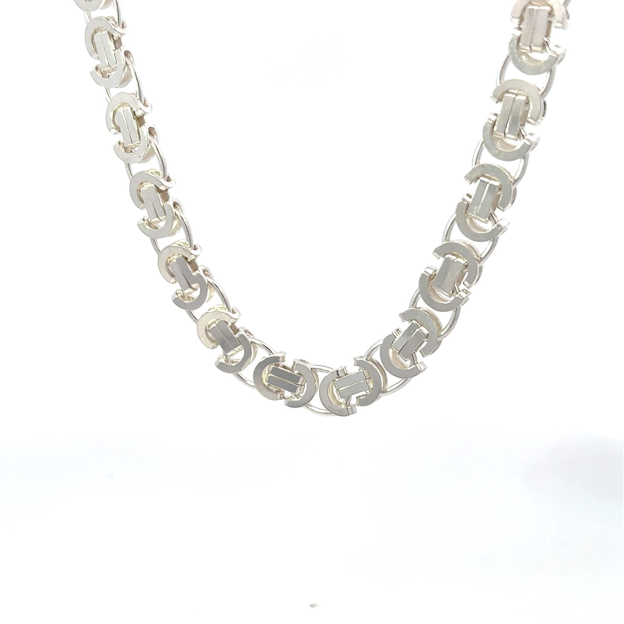 Zilveren platte koningsketting (6mm dik)