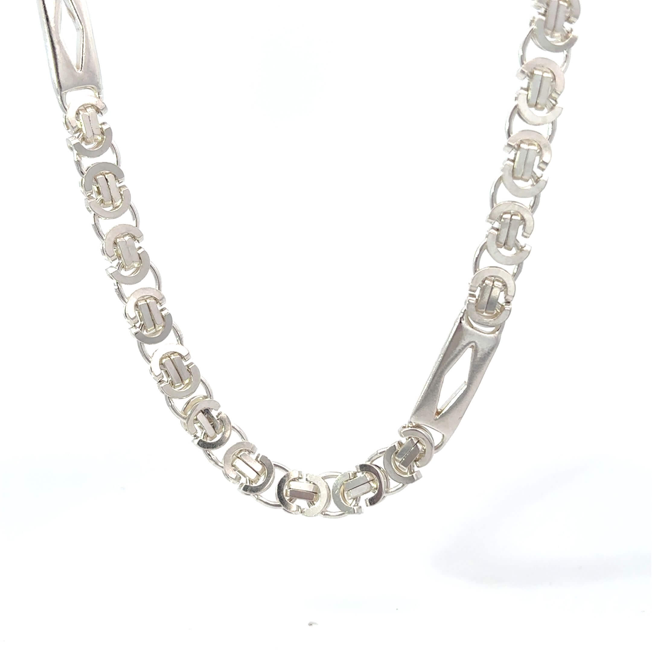 Zilveren platte koningsketting met platen