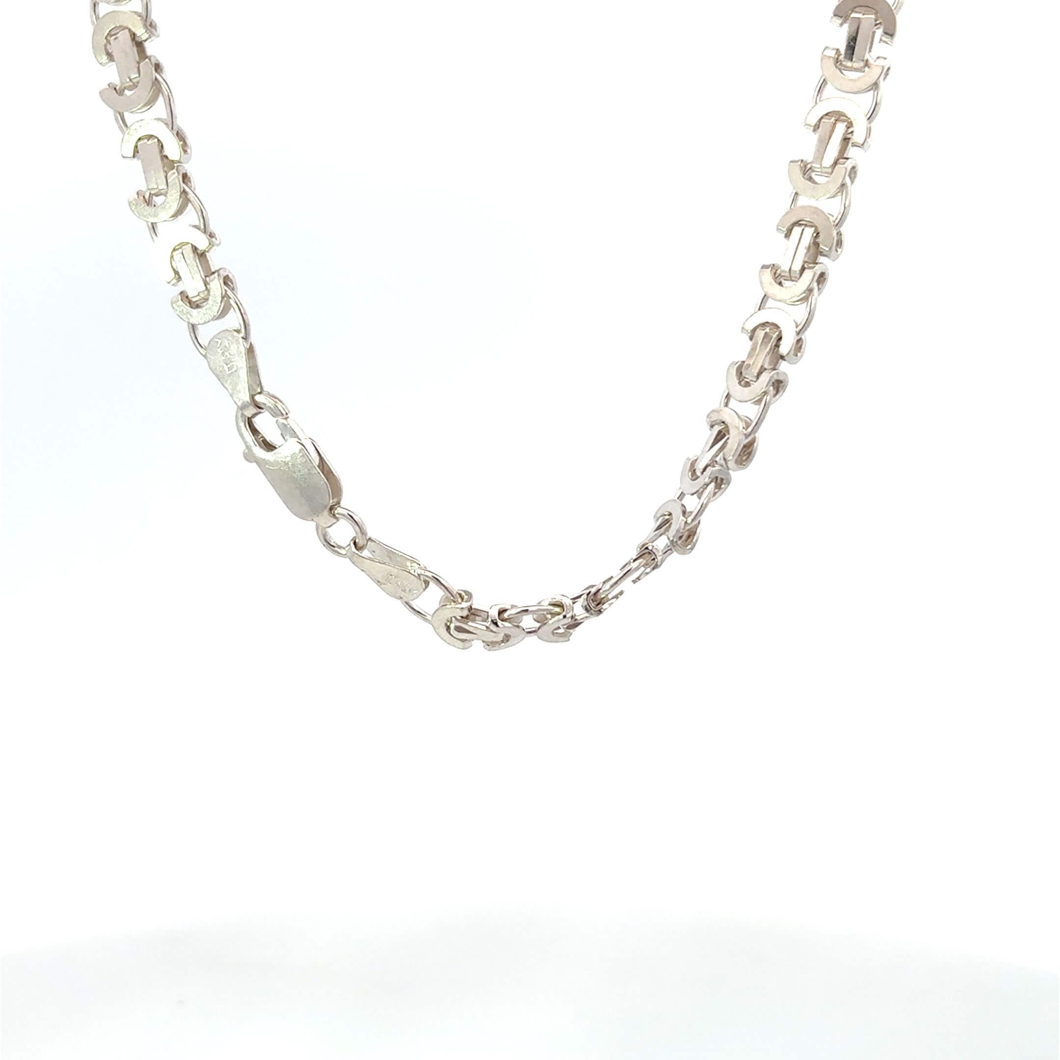 Zilveren platte koningsketting met mattenkloppers