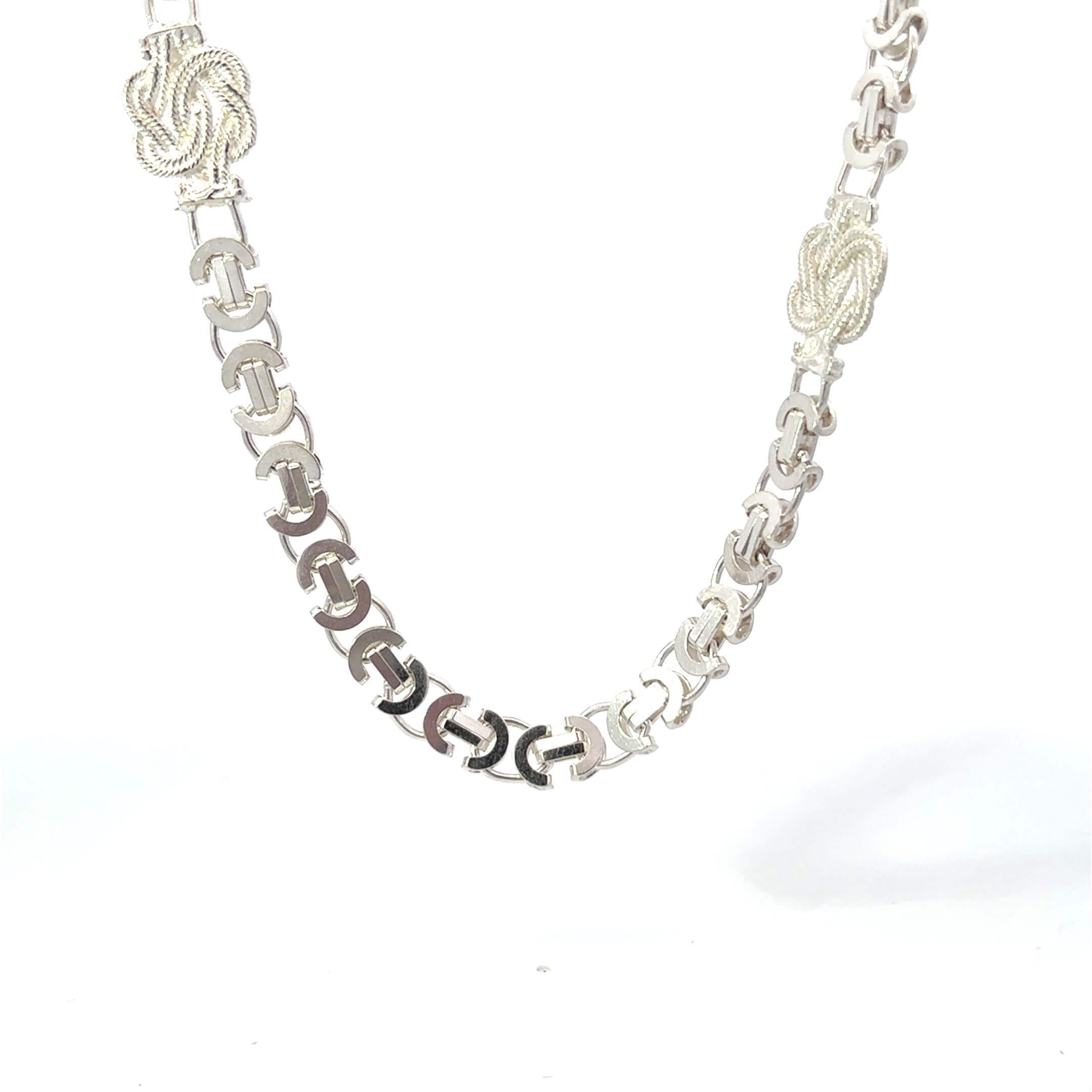 Zilveren platte koningsketting met mattenkloppers