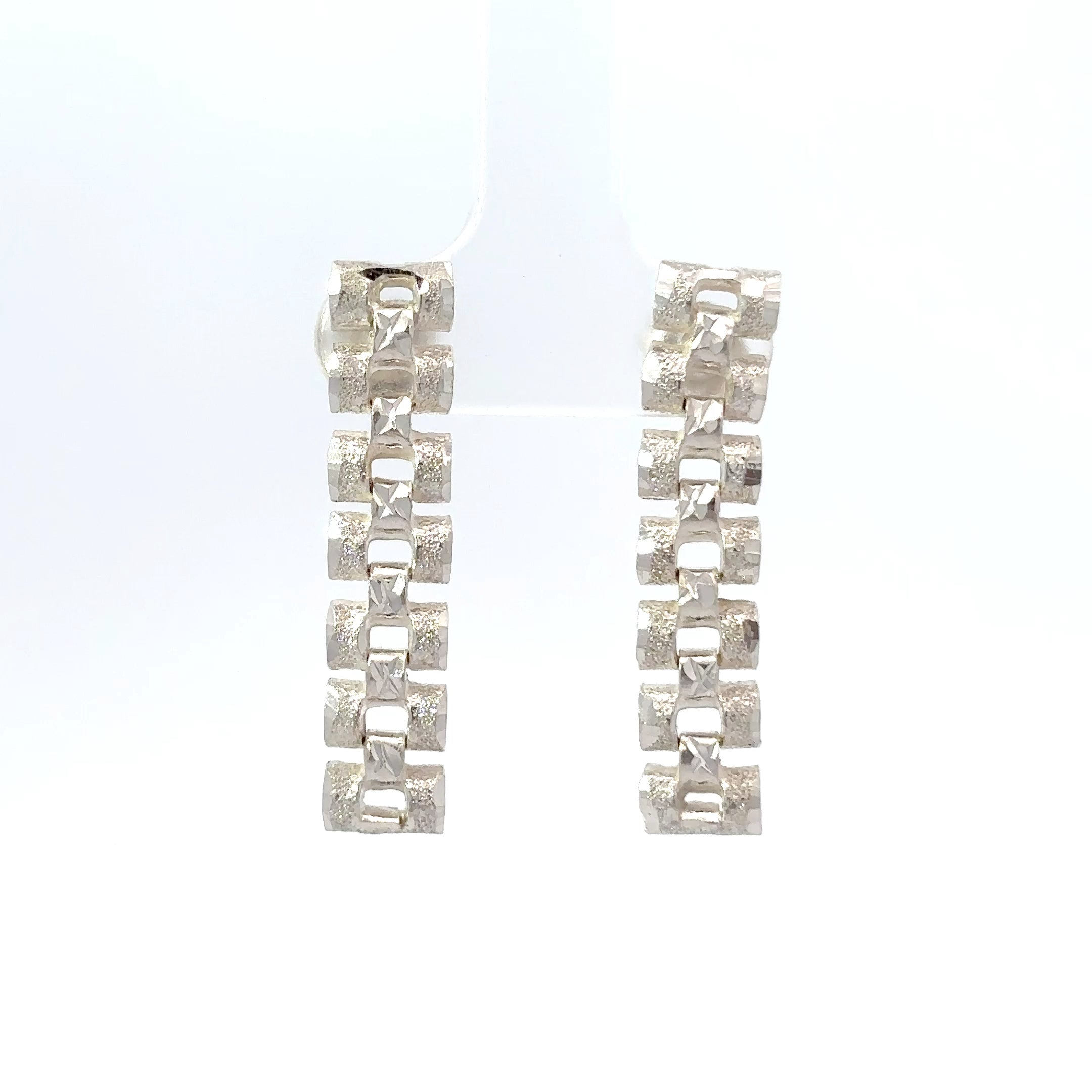 Zilveren rolex schakel oorbellen