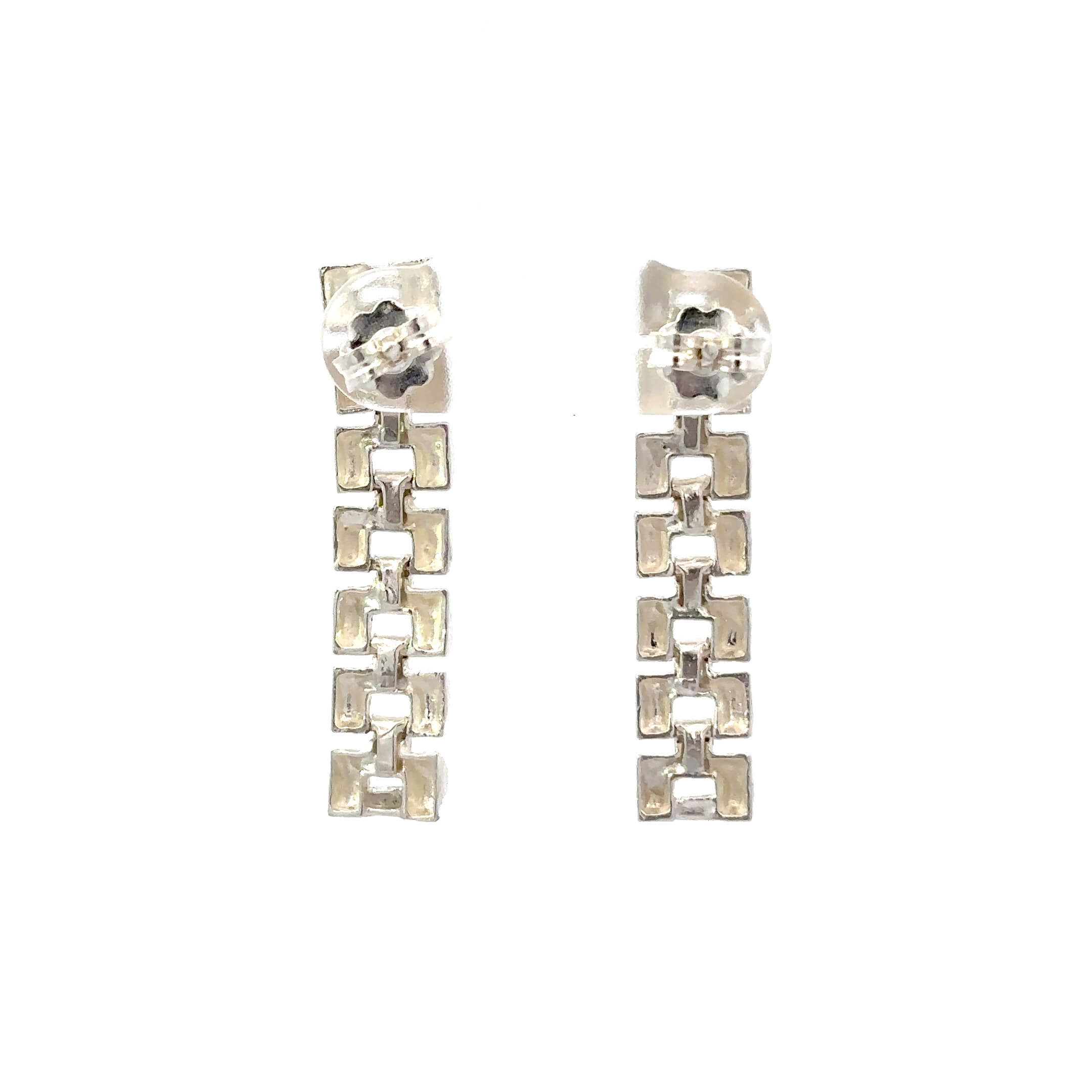 Zilveren rolex schakel oorbellen