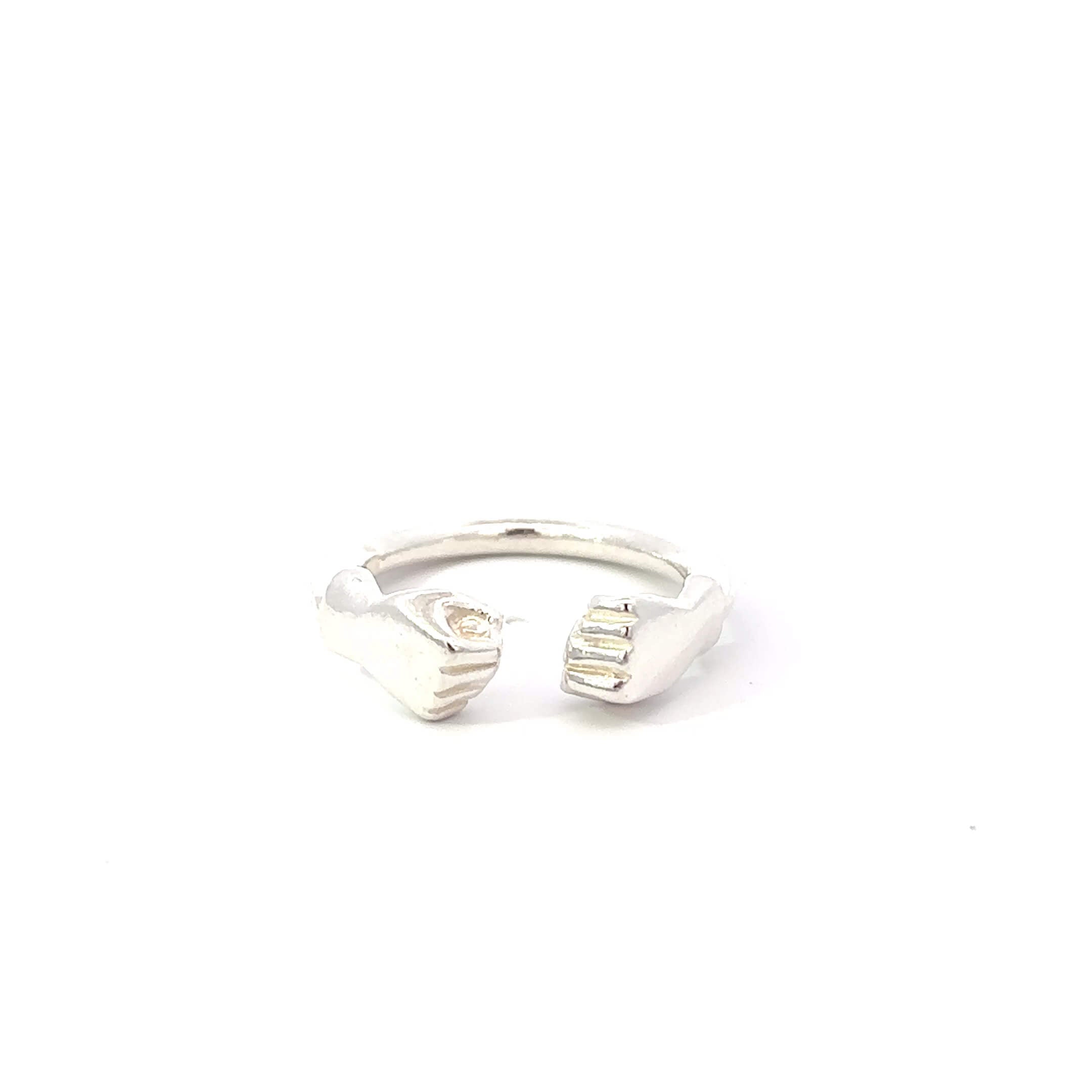 Verstelbare zilveren boei ring ''Tyler'' met vuisten