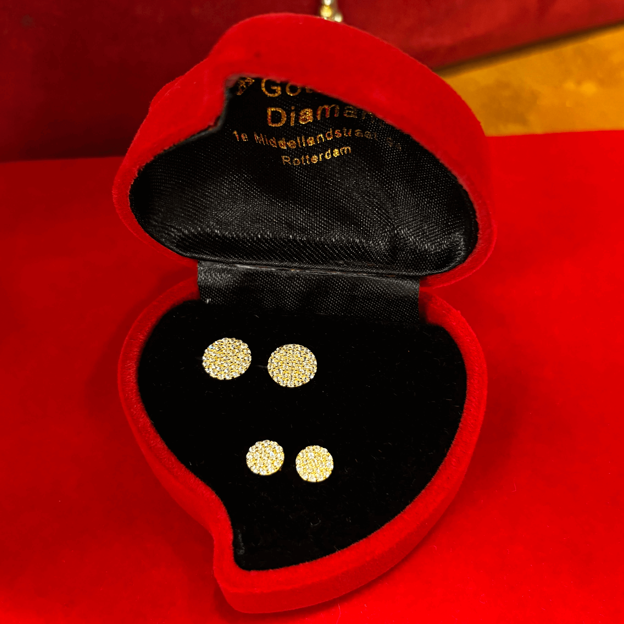 Gouden 14k ronde oorknoppen met zirkonia (6mm)