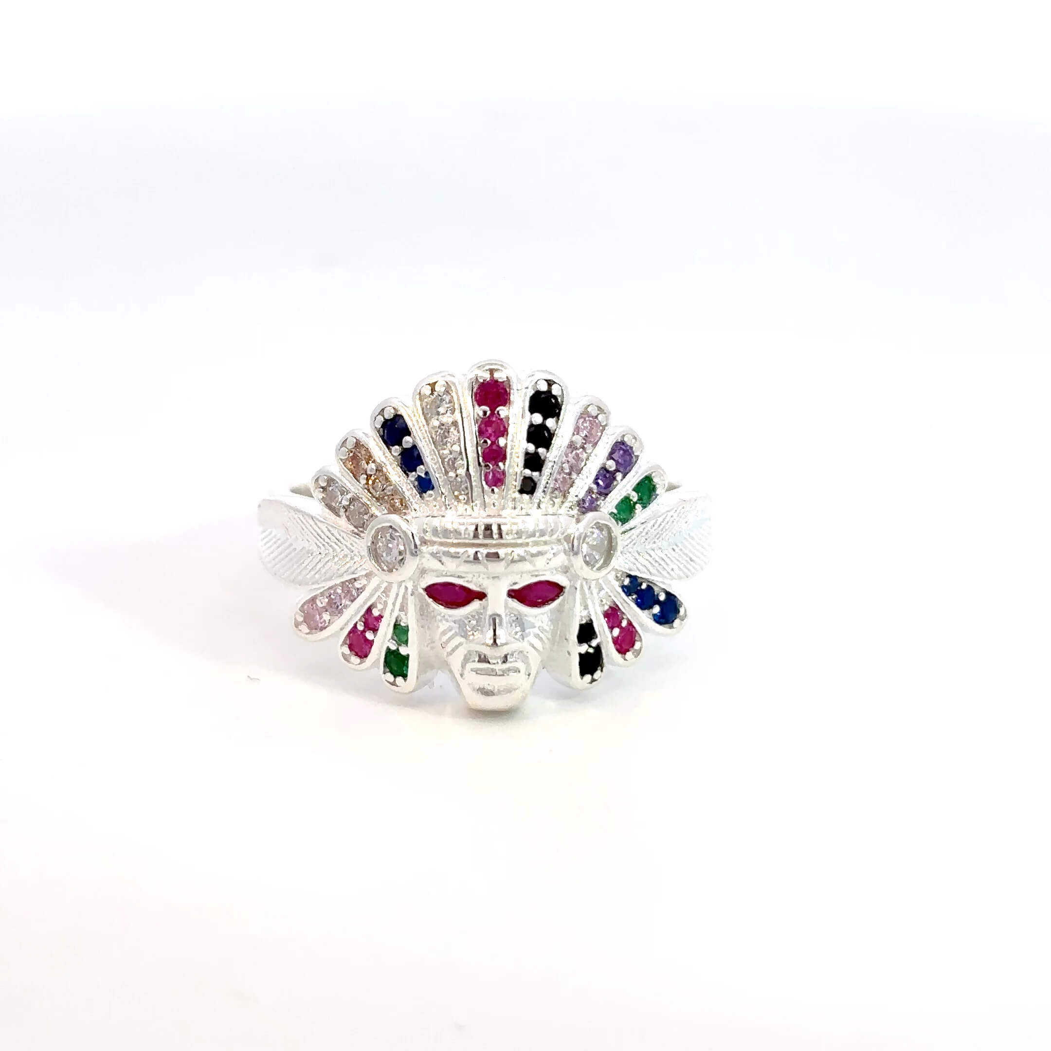 Zilveren indiaan ring ''Alenbo'' met zirkonia's